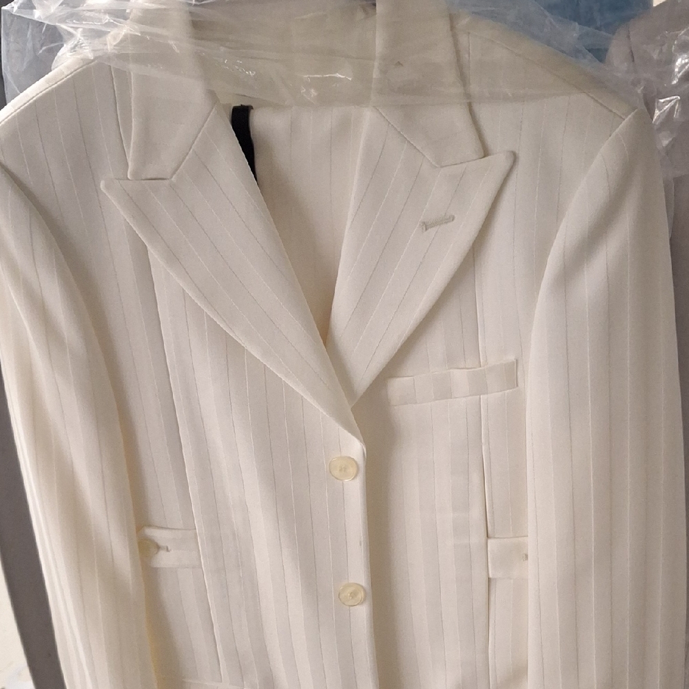 Kids White Pinstripe Suit Set